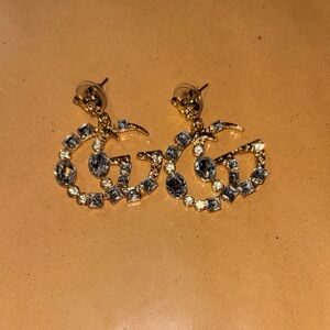 Gold & Rhinestone Dangle Earrings